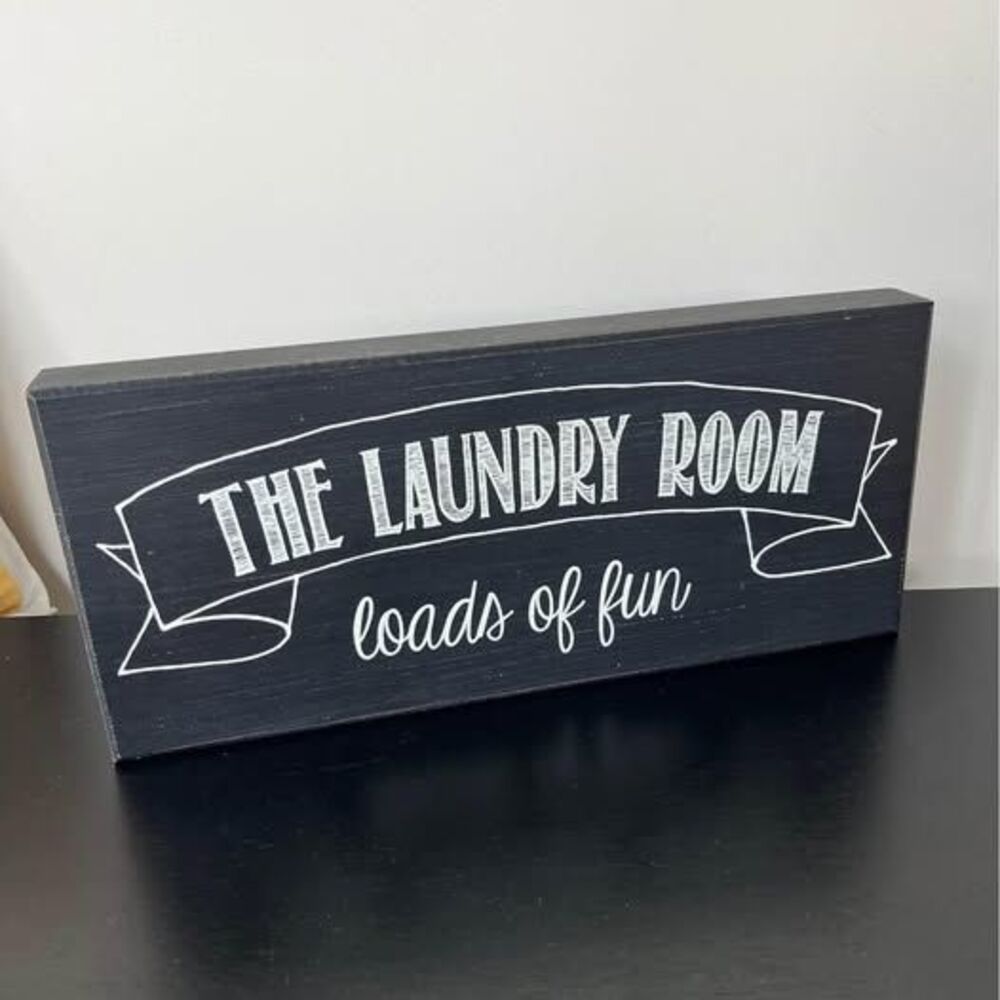 laundry room wall wooden sign hanging picture